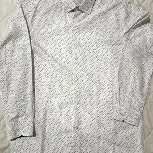 Nine West Men's White and Black Polka Dot Shirt